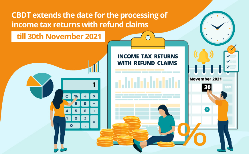 CBDT extends the date for the processing of income tax returns with refund claims till 30th November 2021